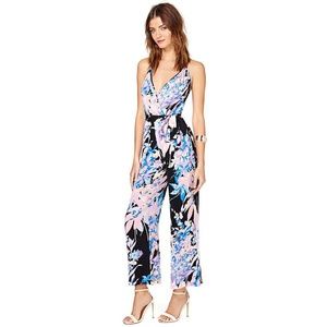 Yumi Kim Multicolor Floral Silk Halter Jumpsuit in Black Hawaii